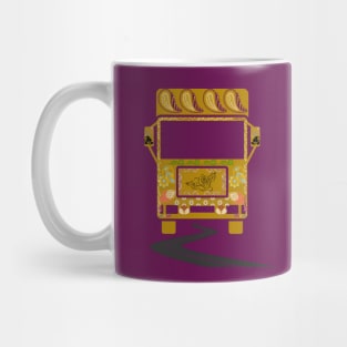 Yellow truck art motif illustration with paisley design pattern Mug